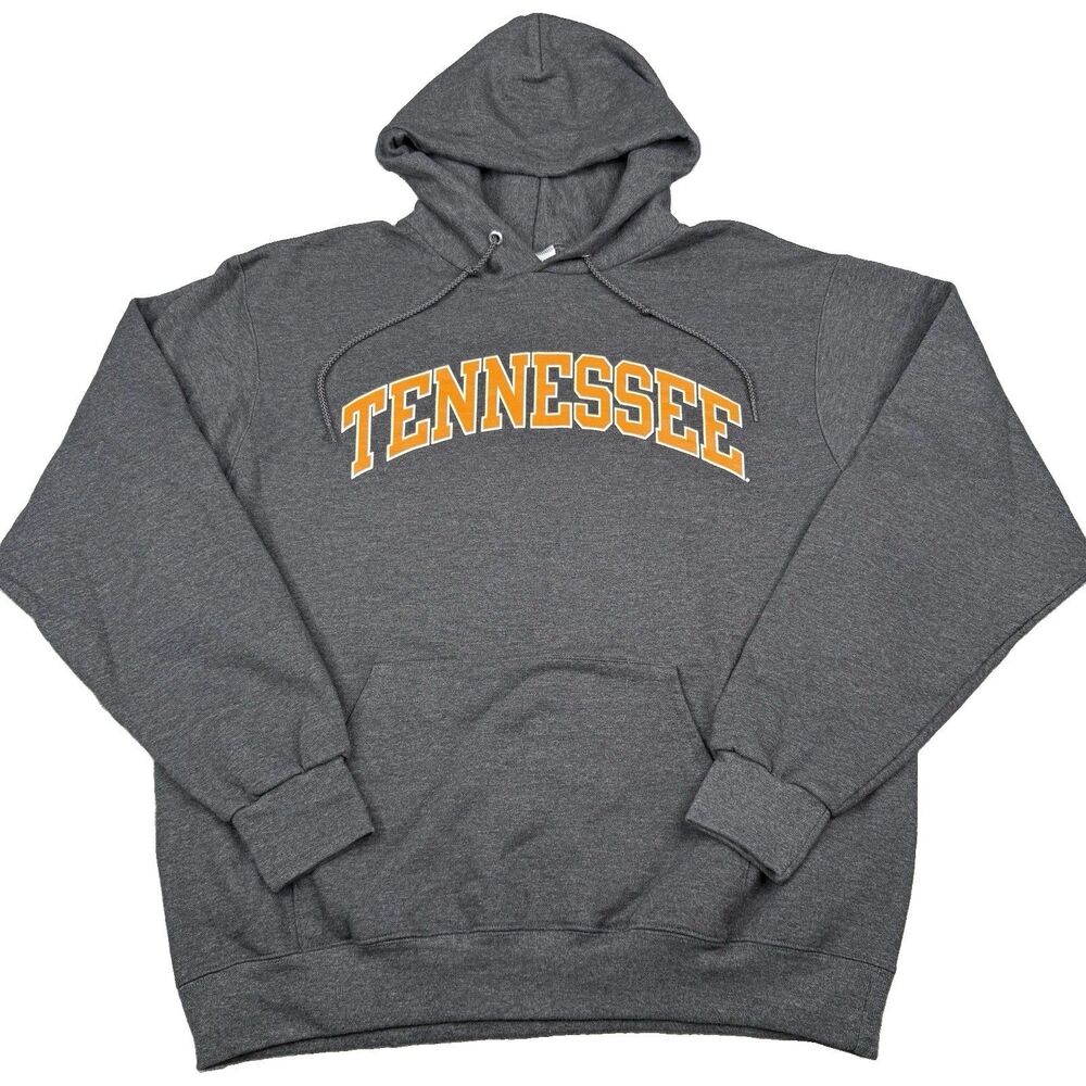 Tennessee Volunteers Sweatshirt Mens L Gray Orange Logo Champion Hoodie Pullover